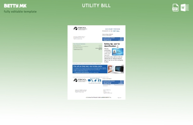 Модерен стил USA TECO шаблон за комунални сметки