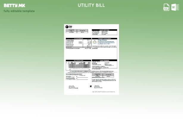 Модерен стил USA TXU за енергетска сметка за комунална верзија на шаблон за верз