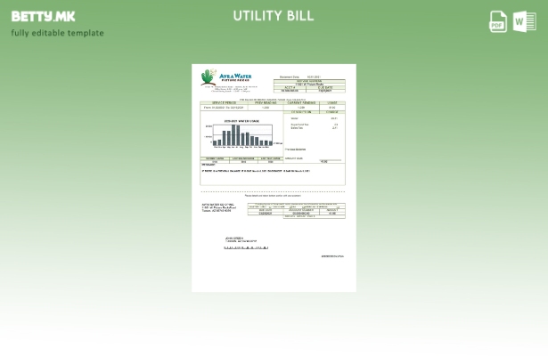 Модерен стил, Шаблон за сметки за комунални услуги за вода во САД Аризона Авра