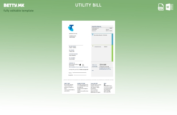 Модерен стил, шаблон за збор за сметка за телекомуникациски услуги во Австралија