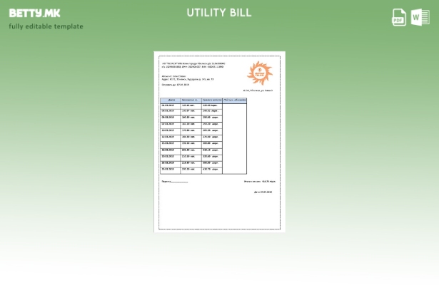 Модерен стил, шаблон за збор за сметки за комунални услуги Џорџија Теласи