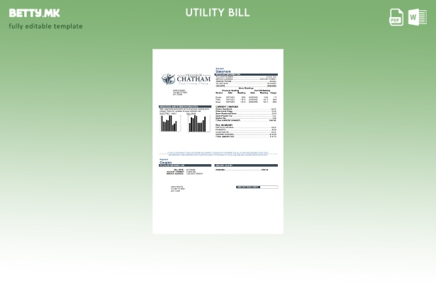 Модерен стил, шаблон за збор за сметки за комунални услуги во САД Селото Чатам