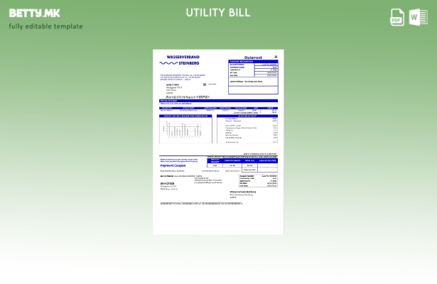 Модерен стил, шаблон за збор за сметки за комунални услуги за вода во Австрија W