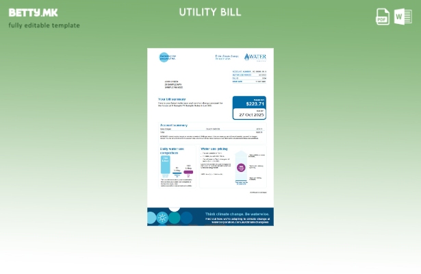 Модерен стил, шаблон за збор за сметки за комунални услуги на Australia Water Co