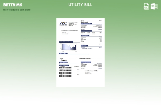 Модерен стил, шаблон за сметки за комунални услуги во САД Менсфилд Тексас