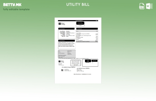 Модерен стил, шаблон за сметки за комунални услуги во САД Тексас директно за ене