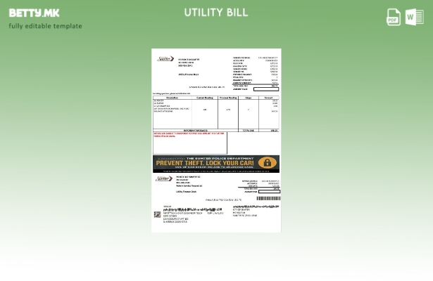 Модерен стил, шаблон за сметки за комунални услуги за вода во САД, градот Самтер