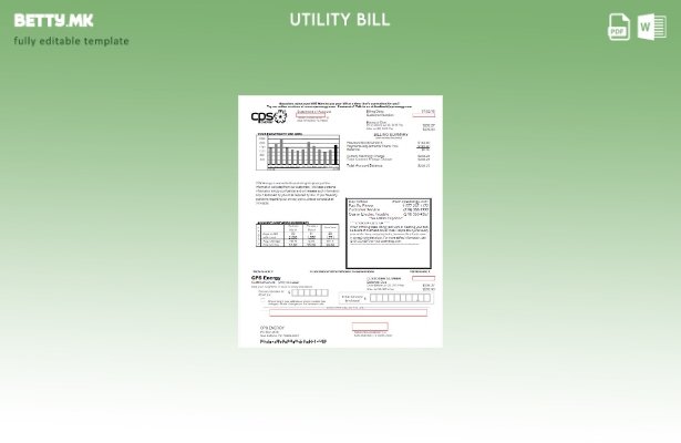 Модерен стил, шаблон за сметки за комунални услуги за енергија на САД CPS