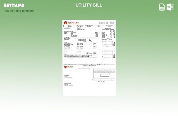 Шаблон за верзија на сметки за комунални услуги во модерен стил на САД Мичиген Г