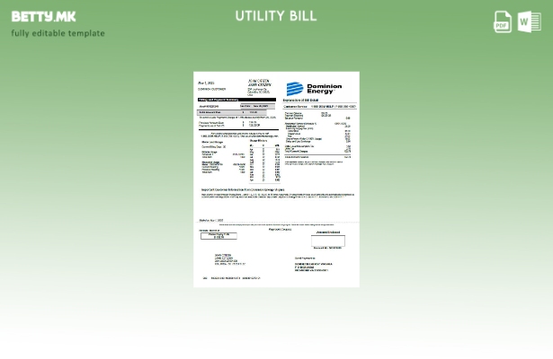 Шаблон за верзија на сметки за комунални услуги во модерен стил на USA Dominion