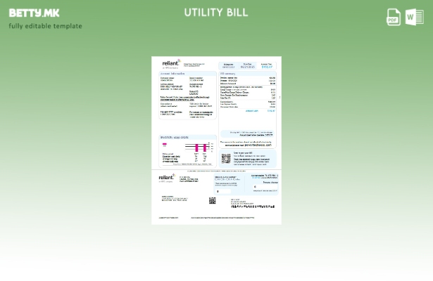Шаблон за верзија на сметки за комунални услуги во модерен стил USA Reliant En 1