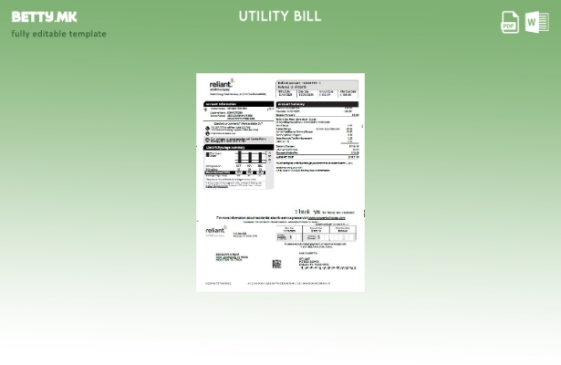 Шаблон за верзија на сметки за комунални услуги во модерен стил USA Reliant Ener