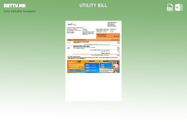 Шаблон за комунални сметки во модерен стил Индонезија Balifiber
