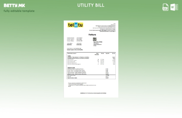 Шаблон за комунални сметки во модерен стил Италија TeleTu