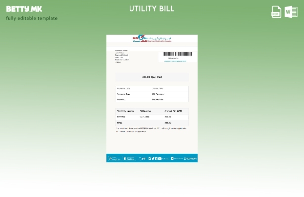 Шаблон за комунални сметки во модерен стил Катар Кахрама
