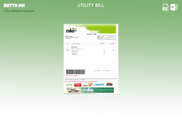 Шаблон за комунални сметки во модерен стил Кенија ZUKU