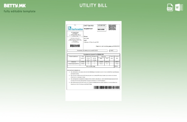 Шаблон за комунални сметки во модерен стил Русија Гаспром