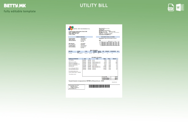 Шаблон за комунални сметки во модерен стил Саудиска Quatro United Energy Co