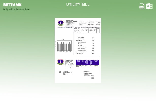 Шаблон за комунални сметки во модерен стил Туркменистан Туркменгаз