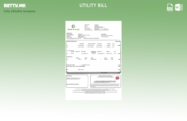 Шаблон за комунални сметки во модерен стил Шпанија Feníe Energía