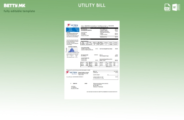 Шаблон за комунални сметки во модерен стил на САД Охајо Vectren Energy