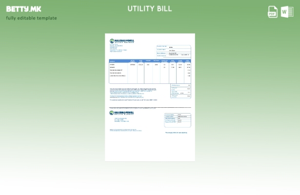 Шаблон за комунални сметки во модерен стил на САД Hallsdale Powell во шаблон за