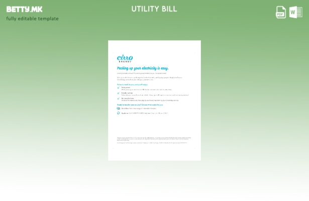 Шаблон за комунални сметки во модерен стил на САД Texas Cirro Energy (страници).