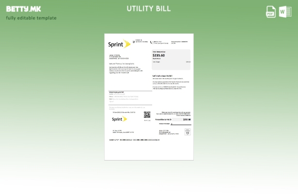 Шаблон за комунални сметки во модерен стил USA Sprint (T Mobile).