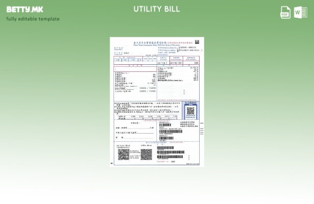 Шаблон за сметки за вода во модерен стил Тајван Тајпеј