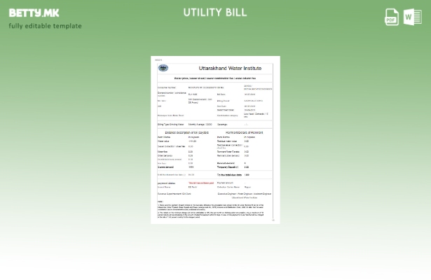 Шаблон за сметки за комунални услуги за вода во модерен стил Индија Утараханд