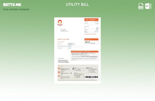 модерен стил Австралиско потекло за енергетска сметка за шаблон верзија на зборо