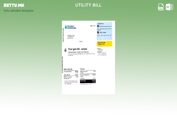 модерен стил Австралија шаблон за комунални сметки за гас