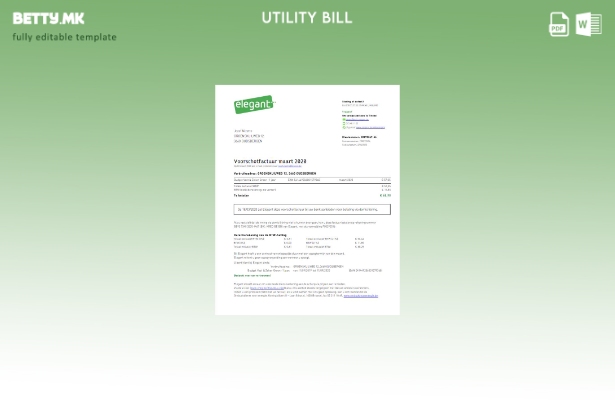 модерен стил Белгија Елегантен шаблон за збор за сметки за комунални услуги