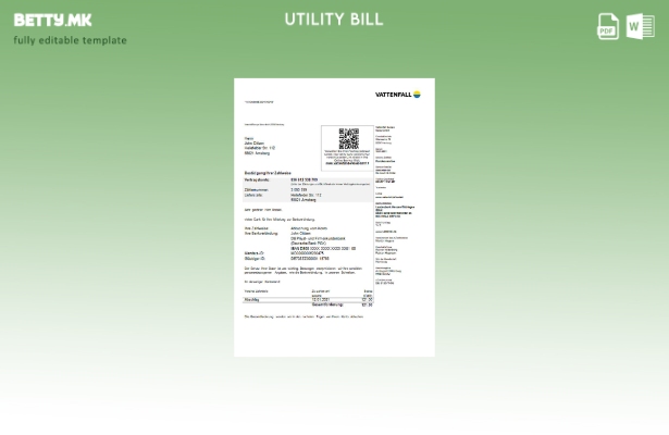 модерен стил Германија Vattenfall шаблон за комунални сметки