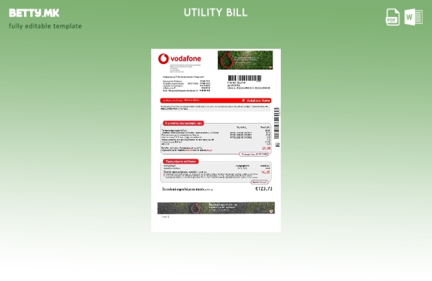 модерен стил Грција Vodafone Грција шаблон за комунални сметки