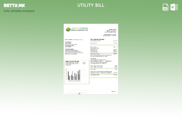 модерен стил Исланд Арктик Грин енергетската корпорација за шаблон за сметки за