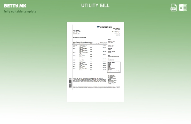 модерен стил ОК Јоркшир. Шаблон за верзија на сметки за комунални услуги
