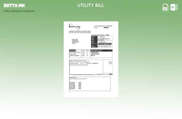 модерен стил Обединетото Кралство Лондон округот Њухам даночна сметка шаблон