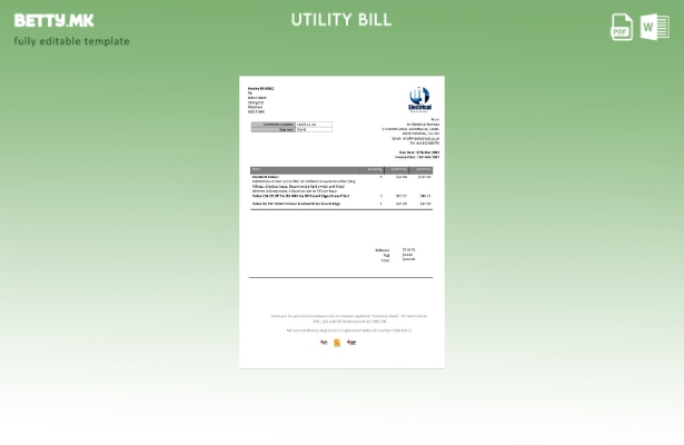 модерен стил Обединетото Кралство MJ Шаблон за комунални сметки за електричен до