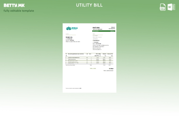 модерен стил Романија SIGLA Шаблон за комунални сметки на компанијата