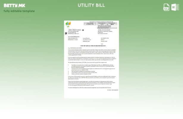 модерен стил САД Масачусетс Челзи Шаблон за известување за исклучување на сметки