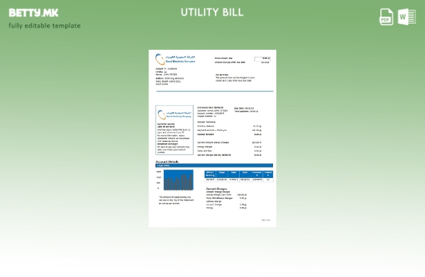 модерен стил Саудиска Арабија Саудиска Електрична компанија Шаблон за сметки за