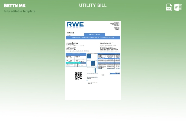 модерен стил Словенија RWE шаблон за доказ за адреса за електрична енергија
