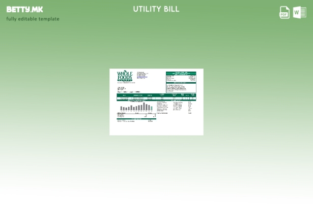 модерен стил УСД шаблон за збор за комунални сметки за пазар на храна