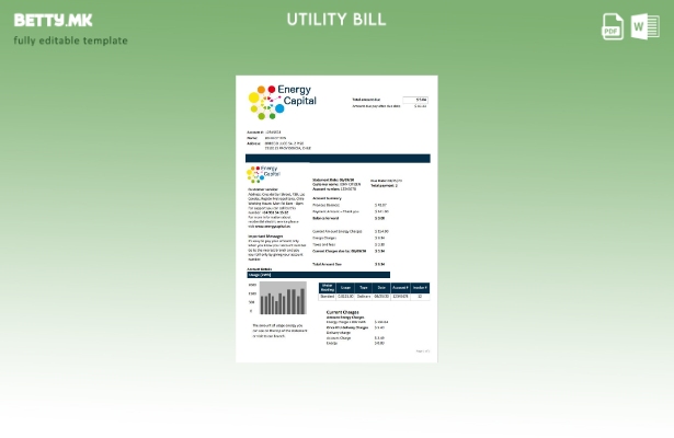 модерен стил Чиле енергетски капитал образец за комунални сметки