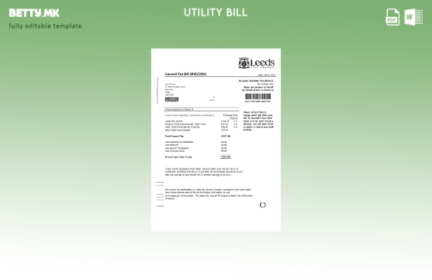 модерен стил Шаблон за даночна сметка на Градскиот совет на Обединетото Кралство