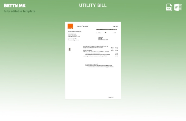 модерен стил Шаблон за збор за сметка за комунални услуги Франција портокал