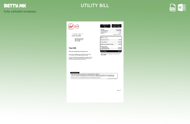 модерен стил Шаблон за комунални сметки на Обединетото Кралство Virgin Media