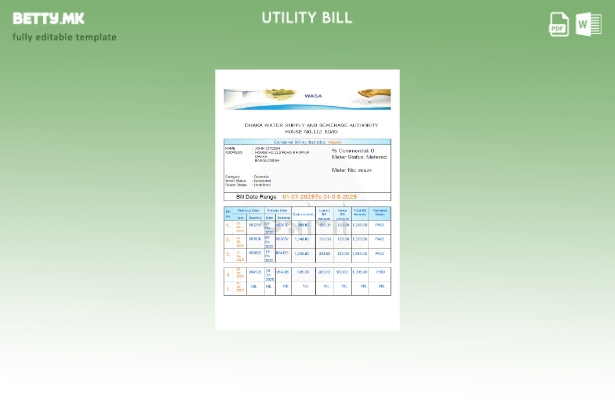 модерен стил Шаблон збор за сметки на Управата за водоснабдување и канализација