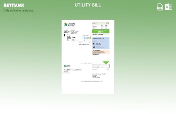 модерен стил на САД Висконсин Alliant Energy шаблон за сметки за комунални услуг